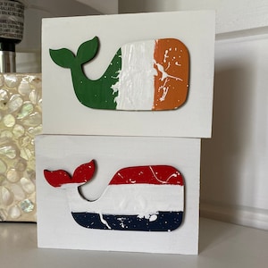 Whale art, Irish, whale block, whale decor