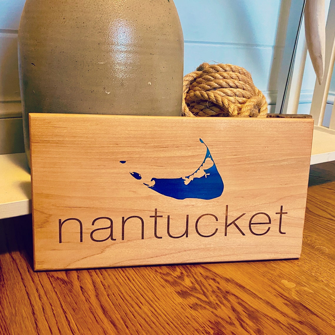 Nantucket charcuterie Board with Blue Inlay Nantucket Island Etsy