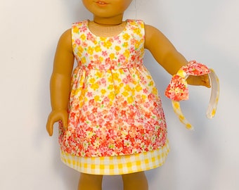 NEW American Girl Doll Peach Orange Shimmer and /& Lace Party Dress Easter Spring