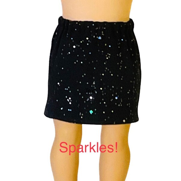 18 inch doll clothes - 18 inch knit skirt -  - 18 inch doll skirt -  sparkly black knit skirt