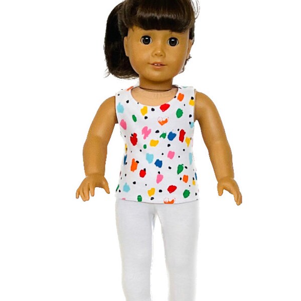 18 inch doll clothes -  - 18 inch  doll outfit - summer shirt- 18 inch doll leggings - tank top