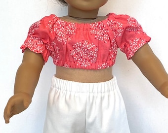 18 inch doll clothes -18 inch doll peasant crop top and shorts