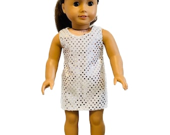 18 inch doll clothes -  18 inch Doll Dress - silver holiday dress - fancy dress