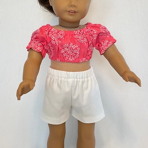 18 inch doll clothes 18 inch doll peasant crop top and shorts image 2