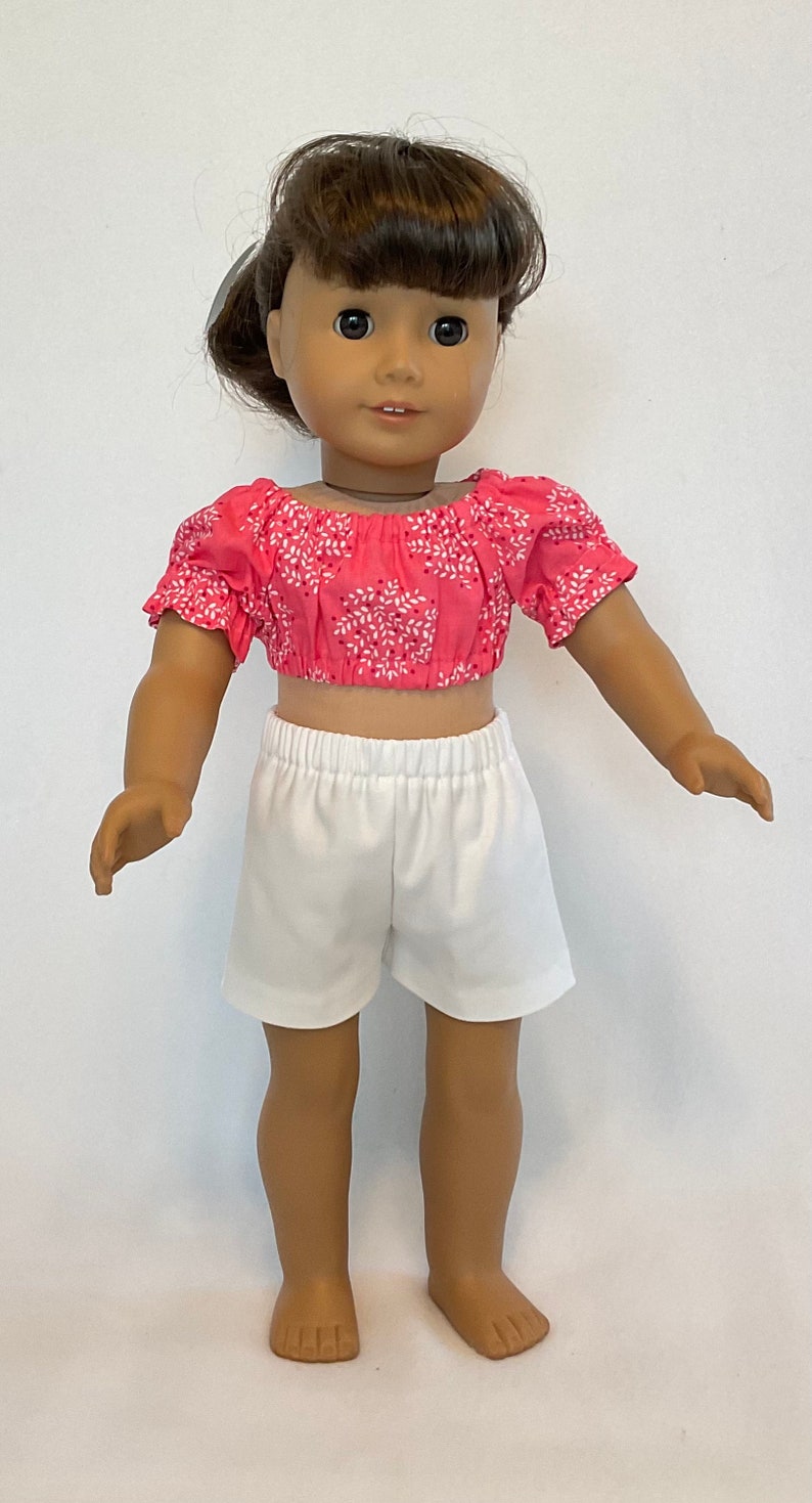 18 inch doll clothes 18 inch doll peasant crop top and shorts image 2