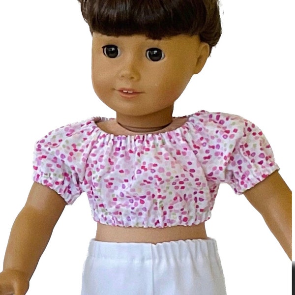 18 inch doll clothes -18 inch doll crop peasant top - 18 inch doll shorts -