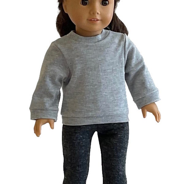 18 inch doll clothes -  - 18 inch boy doll clothes - pull over shirt - 18 inch doll Sweat shirt. - Heather grey lleggings