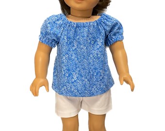 18 inch doll clothes - 18 inch doll peasant top - 18 inch doll summer shirt