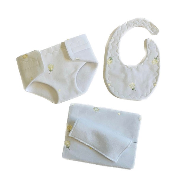 Doll Diapers - Doll Bib - Doll Wipes - Fits Bitty Baby- like Bitty Baby Accessories