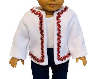 18 inch Doll clothes -  Winter Jacket -   -  18 inch doll coat -  white fleece jacket