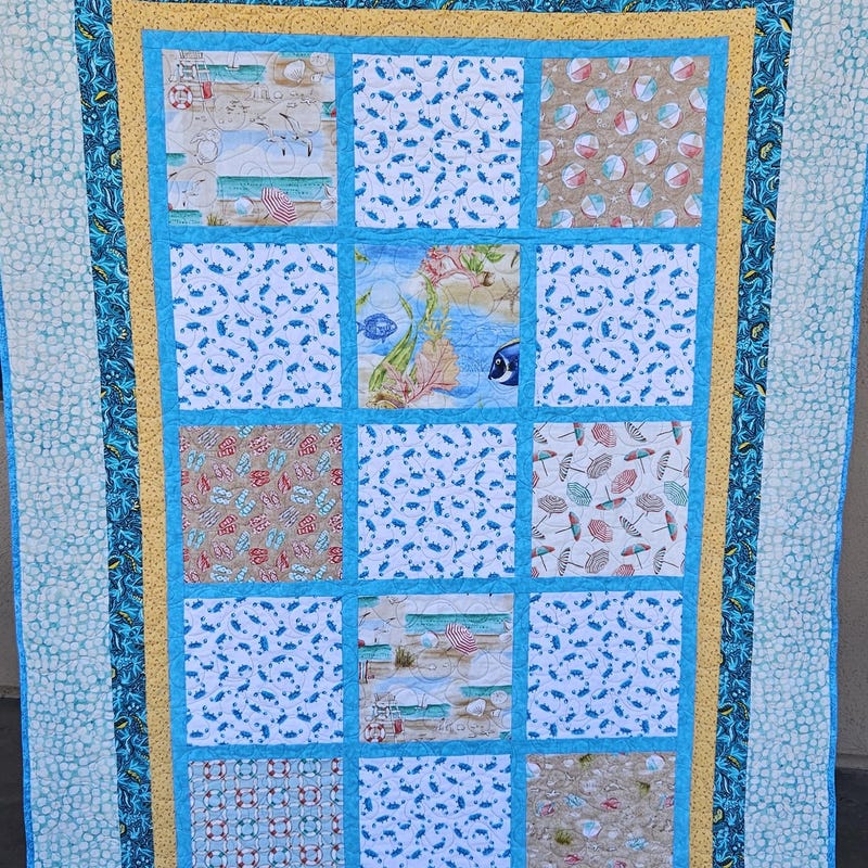 Beach Print Pattern Quilt