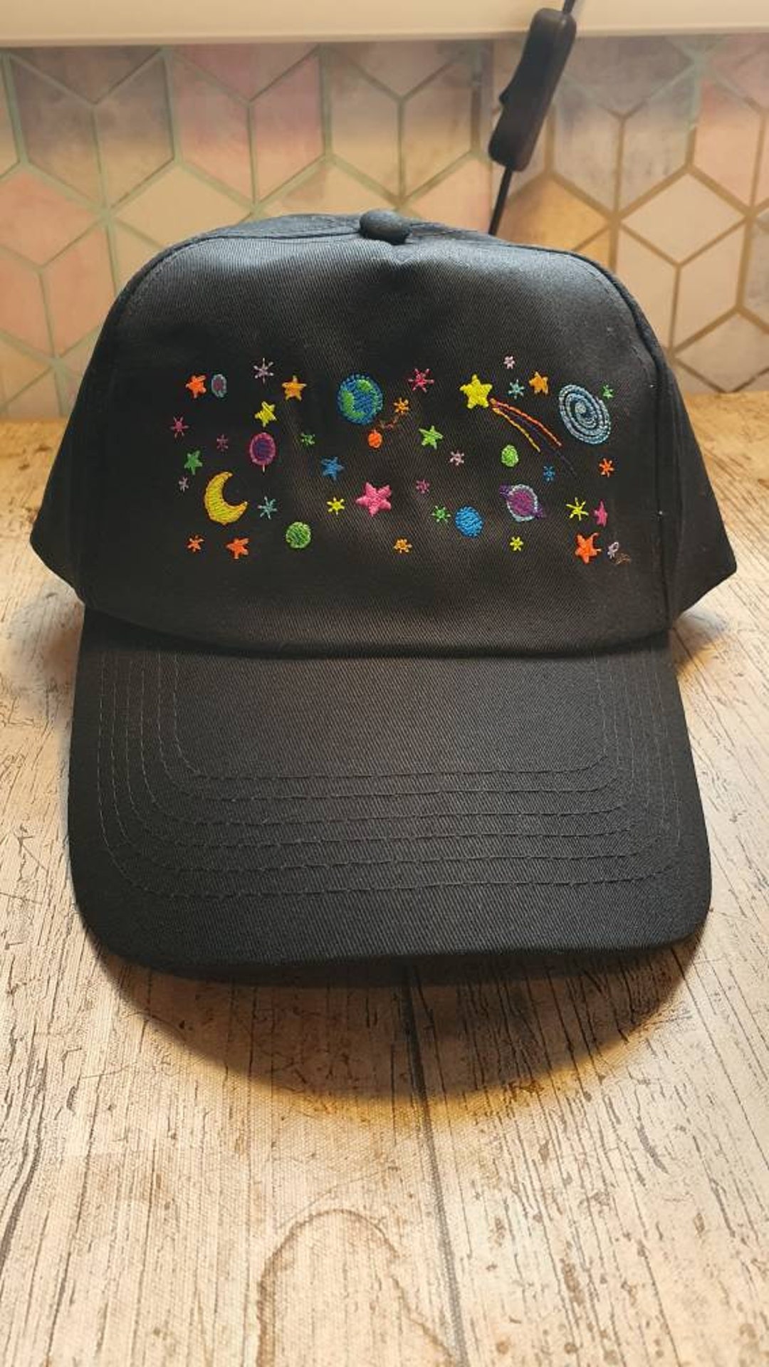 Space Cosmic Galactic Solar System Embroidered Black Unisex Cap Science ...