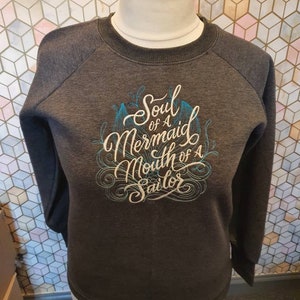 Soul of a mermaid mouth of a sailor embroidered sweater