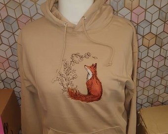 Floral Tailed Fox Bespoke Embroidered Hoodie Made to Order Winter