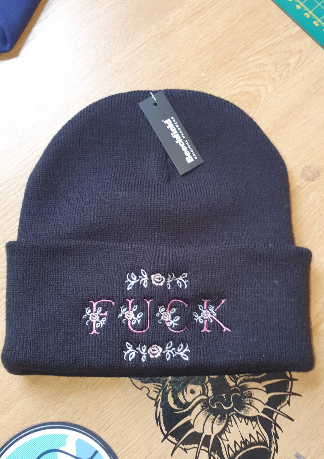 Fuck Floral Sweary Profanity Embroidered Beanie Hat - Etsy