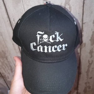 Fuck cancer embroidered cap customisable thread profanity swearing made to order