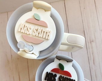 Teacher Tumbler Name Plate | Teacher Apple Name Plate | H2.0 Name Plate | Custom Tumbler Topper