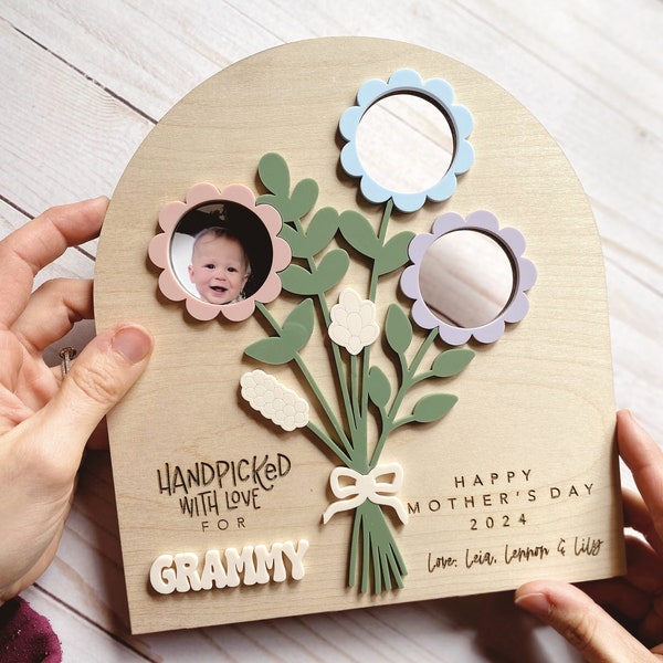 Handpicked With Love Flower Photo Frame | Flower Bouquet Photo Sign | Mother's Day Gift 2024 | Gift for Mom