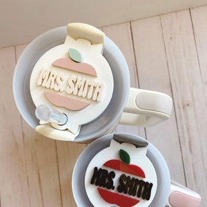 Teacher Tumbler Name Plate | Teacher Apple Name Plate | H2.0 Name Plate | Custom Tumbler Topper