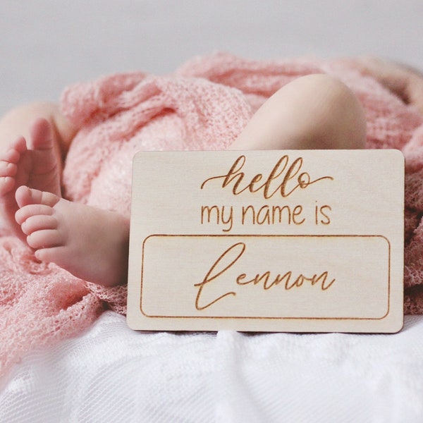 Hello My Name Is Sign | Birth Announcement | Newborn Photo Prop | Baby Name Sign
