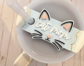 Tumbler Cat Mom Name Plate | H2.0 Name Plate | Custom Tumbler Topper