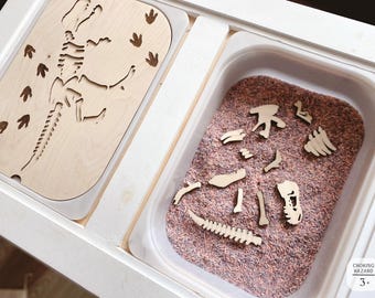 Dinosaur TROFAST Lid Insert | Sensory Table Lid | Trofast Insert | Flisat Table | Dinosaur Bones