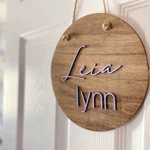 Wood Round Name Sign | Door Name Sign | Bedroom Door Name