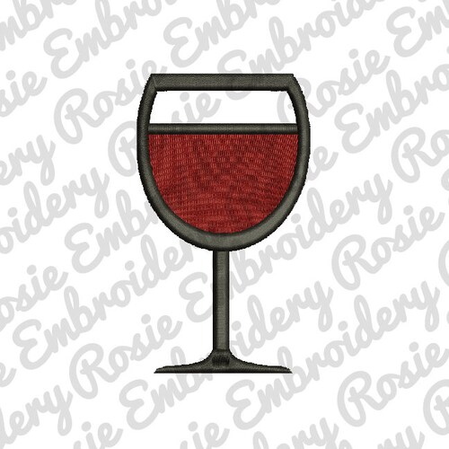 Wine Glass Embroidery Design Instant Download Etsy