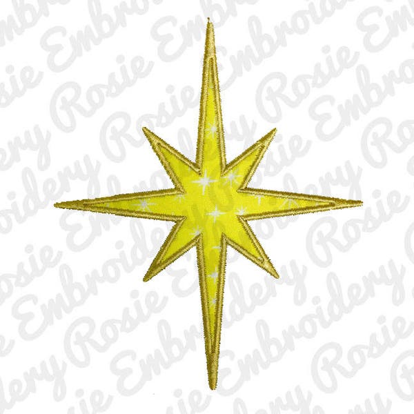 Applique Simple Twinkling Star Machine Embroidery Design Instant Download Digital Pattern- Winter Christmas Tree Holiday Stocking- RE59