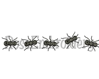 Línea de Marching Ants Ant Mini Máquina Bordado Diseño Instantánea Descargar Digital Pequeño Animal Insect Creature - RE94