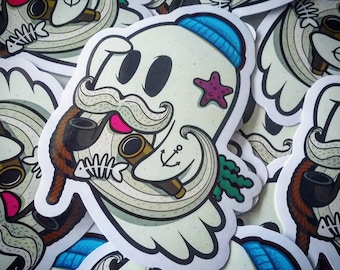 Sailor Ghost Vinyl Laptop Sticker - Deadly Seas