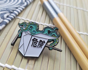 Enamel Pin Badge Octopus Takeout