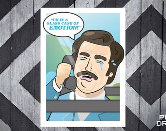 Funny Greetings Card - Ron Burgundy Anchorman - Glass Case of Emotion