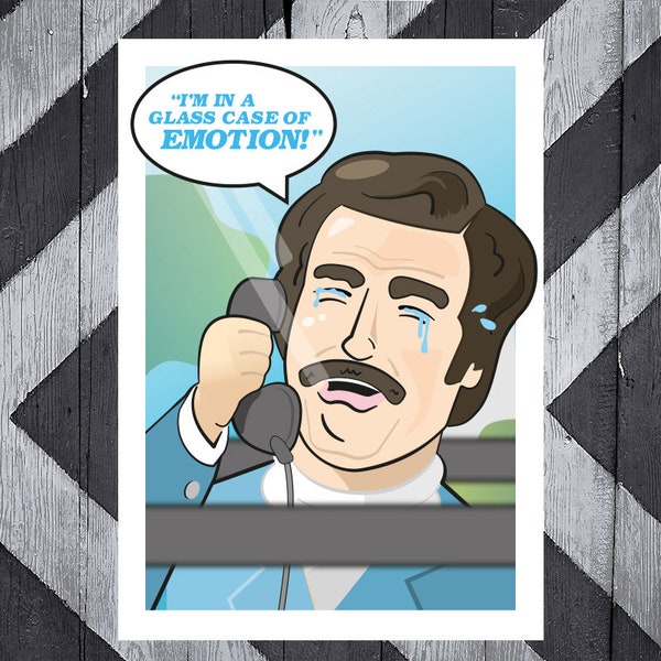 Funny Greetings Card - Ron Burgundy Anchorman - Glass Case of Emotion