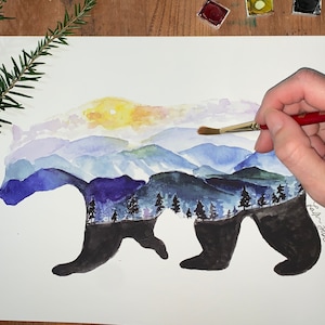 Blue Ridge Mountains Bear | watercolor art print | Asheville NC art | watercolor
