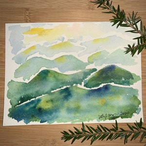 Blue Ridge Mountains Surreal Watercolor Print | Blue Ridge Mountains | watercolor