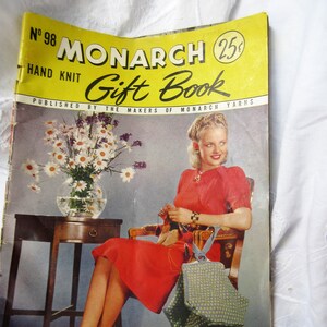 Folleto de punto de 1947, Libro de regalos Monarch, artículos para toda la familia, retro y clásico, fotos, instrucciones, gran estado