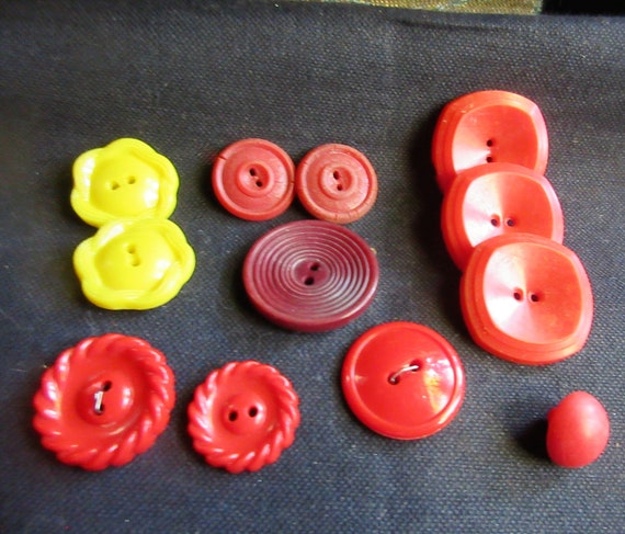 1830's, 40's 50's Red Buttons, Yellow Buttons, True Vintage, Some