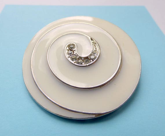 x White enamel swirl rhinestone pendant silver to… - image 3