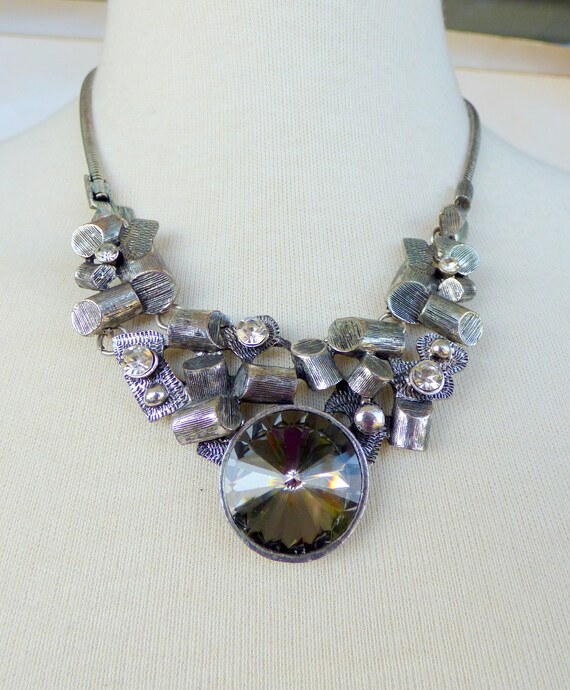 Chunky metal bib necklace chunky rhinestone cospla
