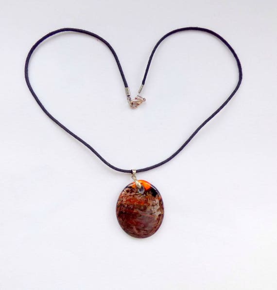 xx Glass Pendant Necklace, Elegant Oval Pendant, … - image 5