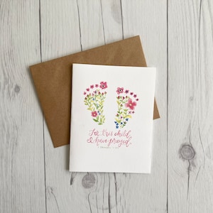 1 Samuël 1:27 | Voor dit kind heb ik gebeden | Bloemen | Schatje | Christelijke wenskaart