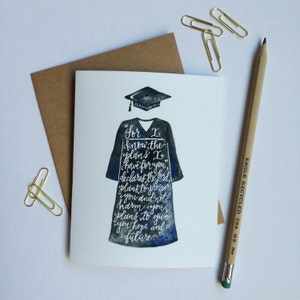 Jeremías 29:11 / Porque sé los planes que tengo para ti / Graduación / Toga y birrete / Cristiano Tarjetas de felicitación