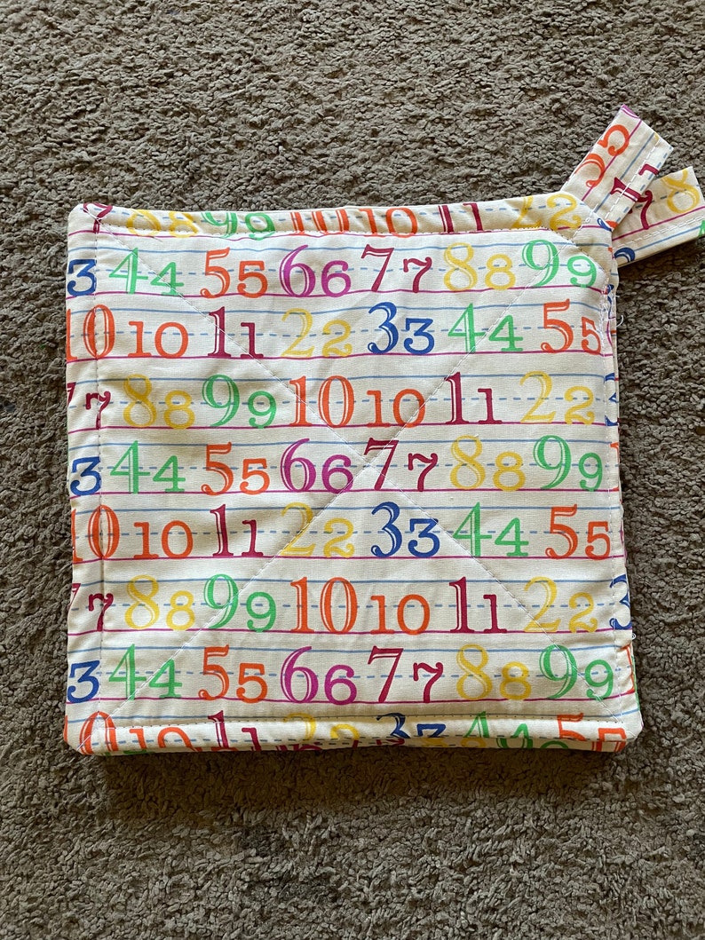 Numbers Set of 2 Potholders/ Teacher Inspired Potholders - Etsy