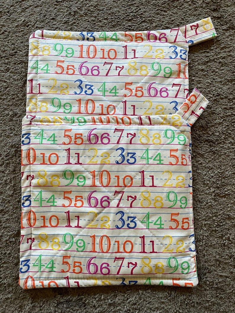 Numbers Set of 2 Potholders/ Teacher Inspired Potholders - Etsy