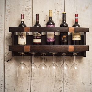 Wooden Wine Bottle Shelf | Barrel Stave Display | Reclaimed Wood Decor | Handcrafted Wine Barrel Furniture