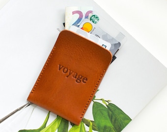Slim pocket wallet, small card holder, small wallet, small card case, leather card holder, business card wallet  // BORT