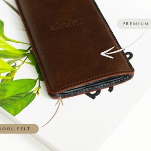 Galaxy S26 Case, Samsung Galaxy S26 Ultra Sleeve: Galaxy Z Fold 8 case, Full Grain leather, Wool Felt interior, Personalization image 4
