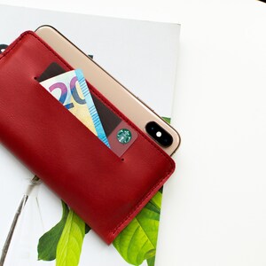 iPhone 14 sleeve, iPhone 12 Pro case, iPhone Xs leather case, iPhone Xs Max sleeve, iPhone Xr wallet, iPhone 8 Plus sleeve // Slim Green Red