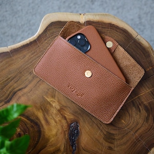 Funda billetera para iPhone, funda de piel Taurillon para iPhone 16 Pro Max, funda con billetera para iPhone, funda billetera personalizada para iPhone 16, regalo para el Día de la Madre